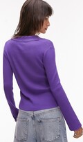 Thumbnail for your product : Topshop knitted fine gauge collar cardigan in purple