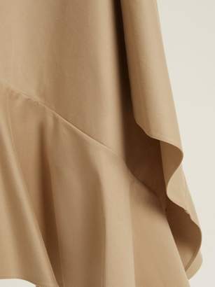 Palmer Harding Asymmetric Fluted Hem Cotton Twill Midi Skirt - Womens - Beige