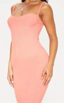 Thumbnail for your product : PrettyLittleThing Peach Cup Detail Rib Midi Dress