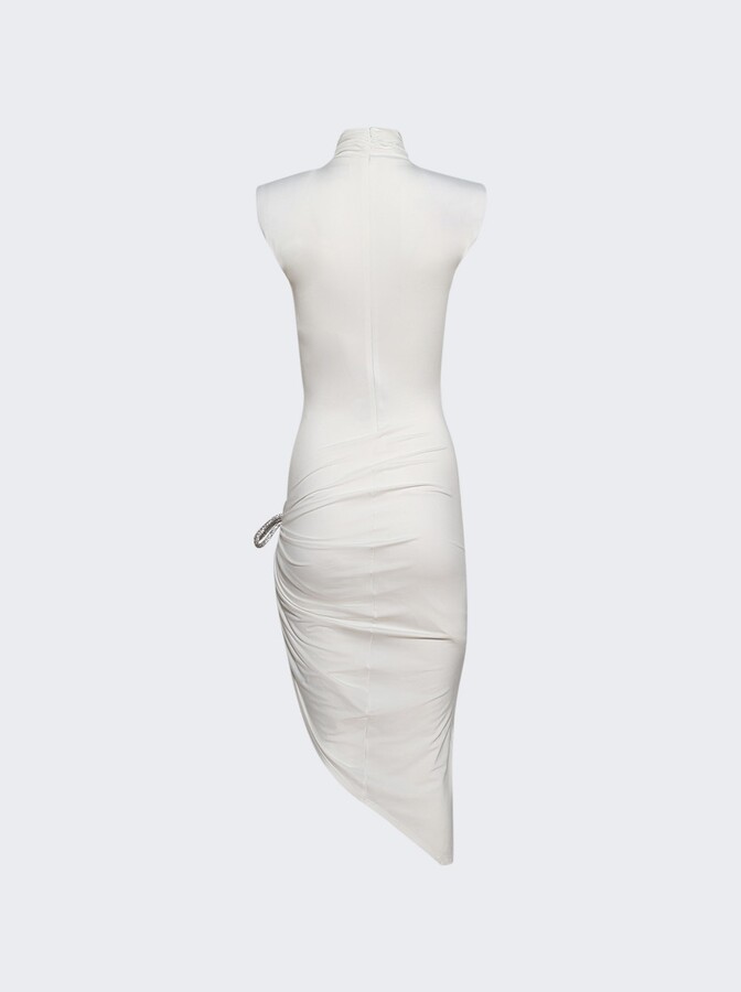 Area Crystal Knot Draped Midi White