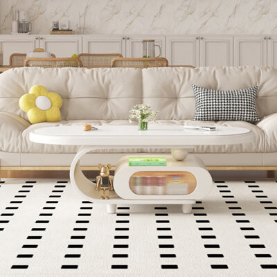 Creature B Comforts French oval rock panel coffee table living room