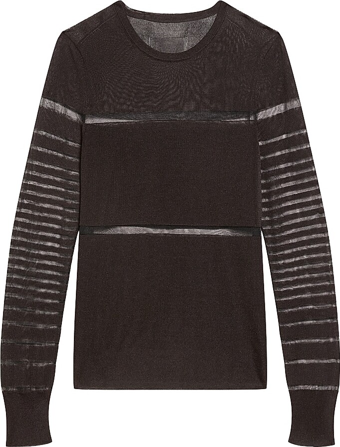 Helmut Lang Women's Spaced Sheer Knit Long-Sleeve Top - Espresso - Size XS