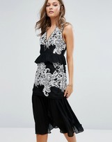 Thumbnail for your product : Foxiedox Embroidered Tiered Ruffle Midi Dress