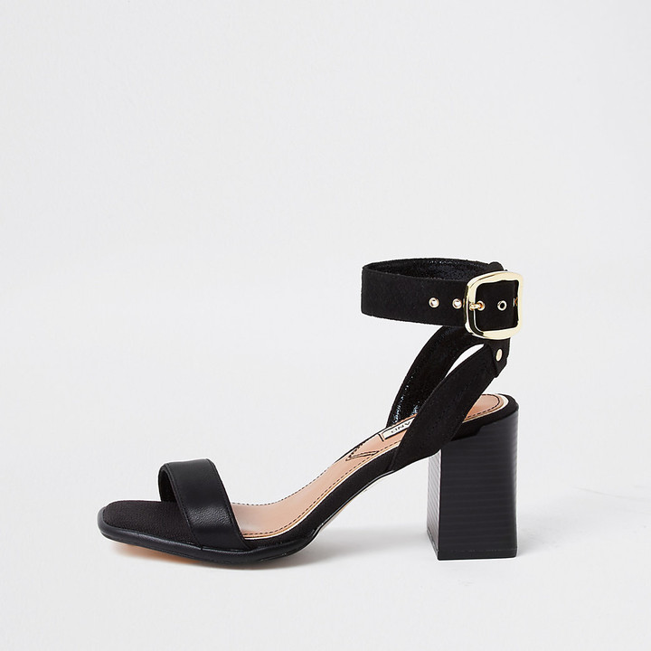 river island gold block heel sandals