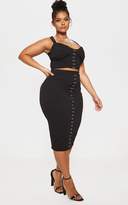 Thumbnail for your product : PrettyLittleThing Black Piped Detail Hook & Eye Crop Top