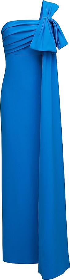 Women's Olivia Draped Crepe Gown - Azur Blue - Size 2