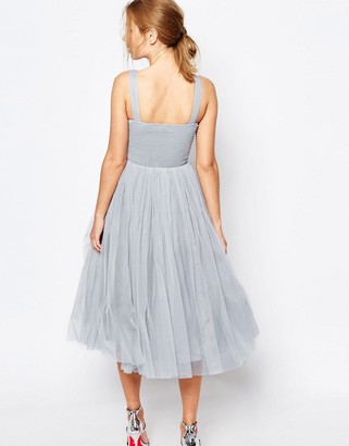 Little Mistress Tulle Midi Dress With Lace