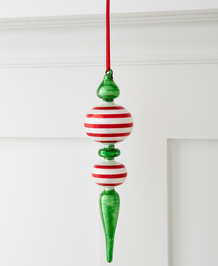 Holiday Lane Christmas Cheer Green and Red Finial Ornament, Created for Macy's