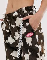 Thumbnail for your product : O'mighty O Mighty relaxed trousers in faux fur cow print with chain detail