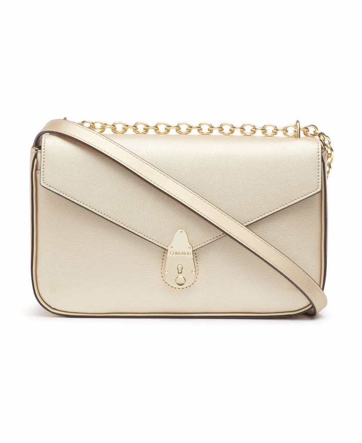 Calvin Klein Statement Series Lock Daytonna Leather Flap Convertible