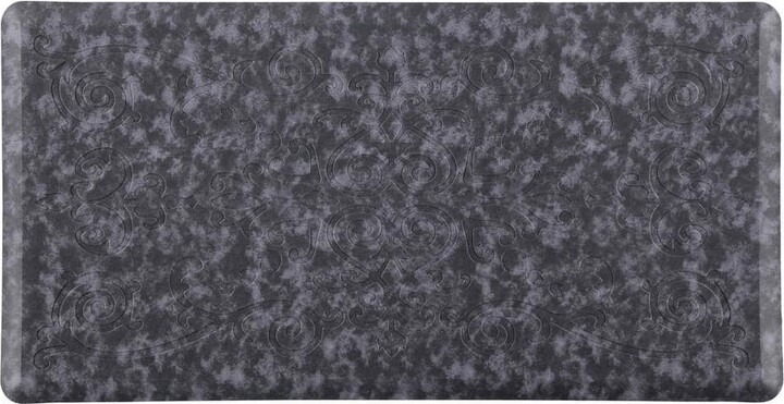 J&V Textiles Cloud Comfort Navy Blue 20 in. x 39 in. Medallion Embossed Anti-Fatigue Mat