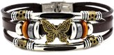 Thumbnail for your product : Kamellusone Couple Hip Hop Alloy Butterfly Tag Bead Bracelet Leather Bangle With Buckle
