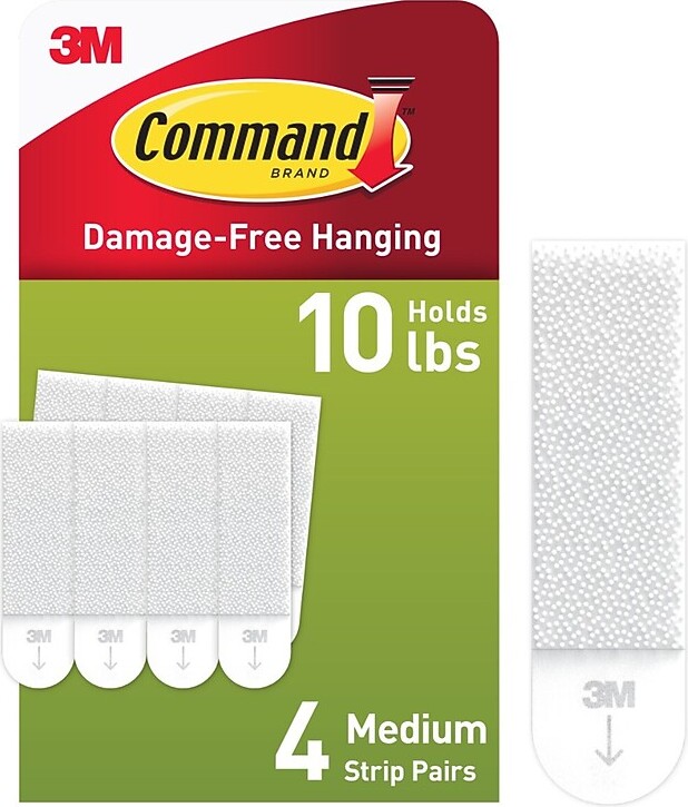 Command Medium Hanging Strips, 10 lb., White, 4/Pack (17201-4PK-ES)