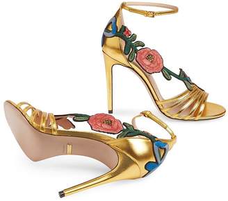 Gucci Gold Ophelia 110 leather sandals