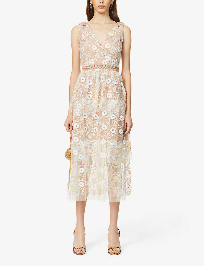 sequin embellished midi dress