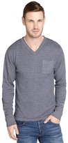 Thumbnail for your product : Relwen navy plaited stripe v-neck cotton shirt