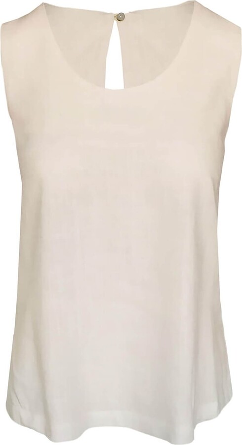 Haris Cotton Linen Sleeveles Top White