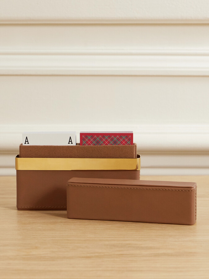 Ralph Lauren Home Westover Leather And Gold-tone Playing Cards Set - Brown
