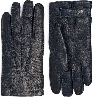 mens navy leather gloves
