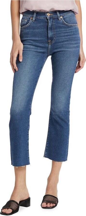 7 For All Mankind High-Waisted Slim Kick Jeans In Blue Print