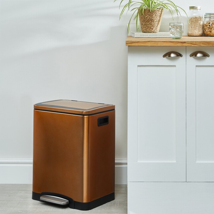 Dunelm Copper 30L Low Recycling Bin Brown ShopStyle Decor