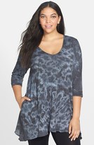 Thumbnail for your product : Allen Allen 'Cloud Wash' Angled V-Neck Tunic Top (Plus Size)