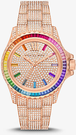 Michael Kors PRIDE Limited-Edition Oversized Everest Rainbow PavÃ©  Rose-Gold Tone Watch - ShopStyle