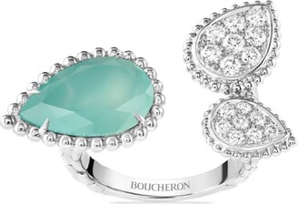 Boucheron 18kt white gold Serpent Bohème diamond aquaprase ring