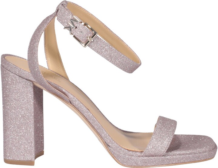 crystal block heel sandals with shimmering accents