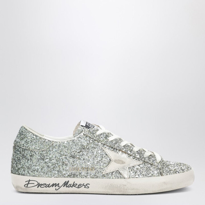 Golden Goose Super-Star Sneakers In Silver Glitter With Dégradé Effect