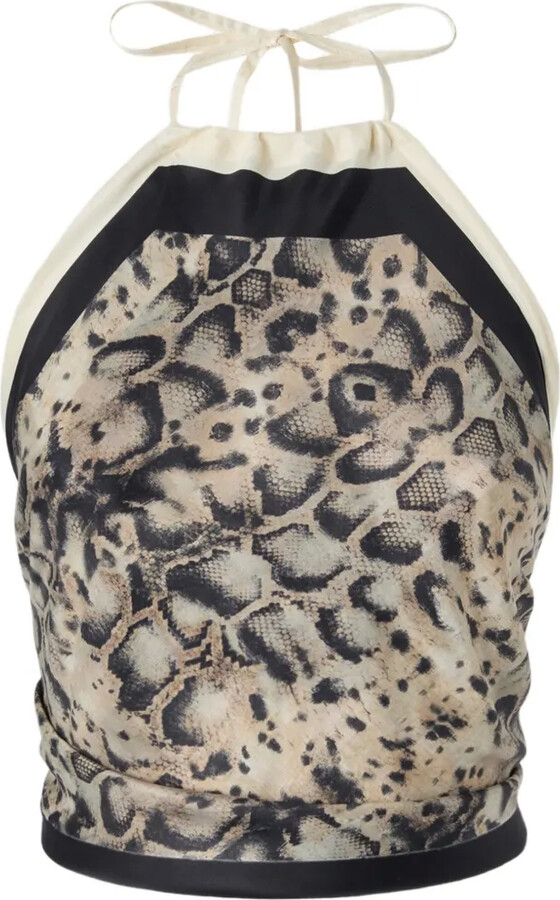 Pinko Tie-Detail Animal-Print Blouse