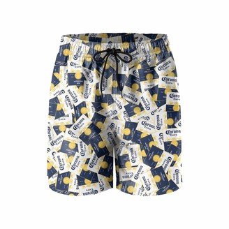 Mens Waterproof Swim Trunks Quick Dry Corona-Extra-Beer-Blue-Sea Bathing Suits Beach Wear with Pockets