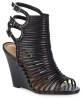 Thumbnail for your product : Schutz Loreto Caged Leather Wedge Sandals