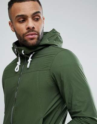 Pull&Bear Zip Through Hooded Jacket In Khaki