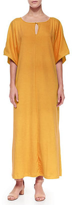 Joan Vass Keyhole-Front Long Dolman Dress, Plus Size