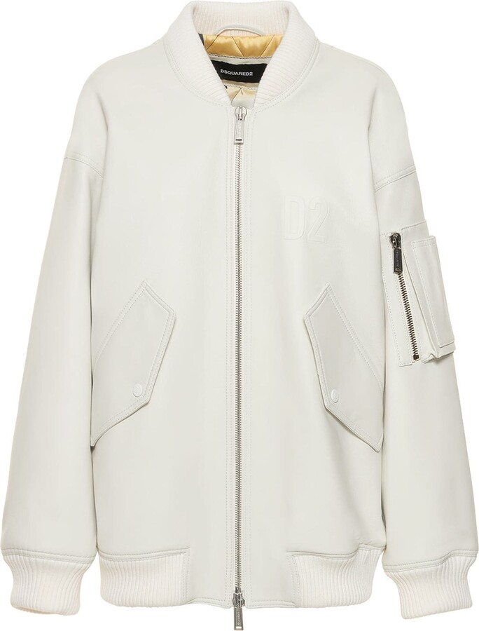 DSQUARED2 Oversized leather bomber jacket ShopStyle
