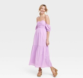 Women's Puff Short Sleeve A-Line Dress - Universal Thread™ Purple