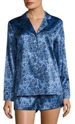 Stella McCartney Women's Poppy Snoozing Silk-Blend Short Pajamas - Dark Match - Size Medium