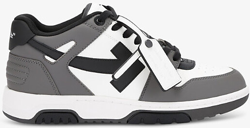 Off-White Mens Grey/Dark Out Of Office Logo-Embroidered Leather Low-Top Trainers Eur 39 / 5 Uk Men