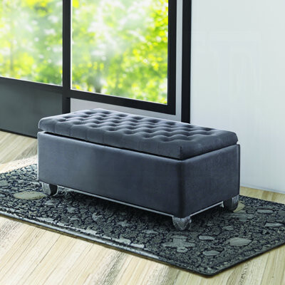 Willa Arlo Interiors Newnan Upholstered Armless Storage Bench in Gray
