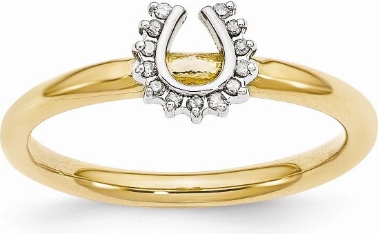 Black Bow Jewelry Co. BlackBowJewelryGoldToneSterlingSilver.07CtwI3H-IDiamondHorseshoeRingSize5