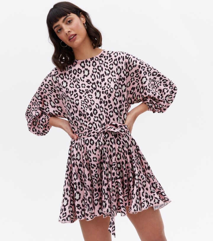 Cameo Rose Pink Leopard Print Satin Flippy Smock Dress ShopStyle