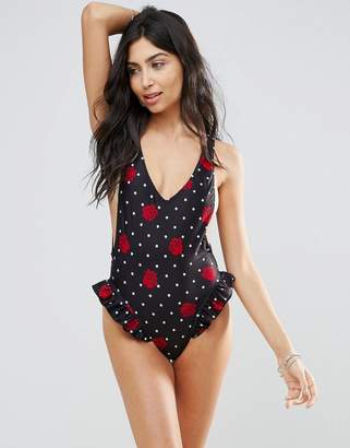 Motel Floral Frill Swimsuit