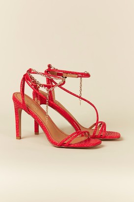 Wallis Red Ankle Chain Strap Heel