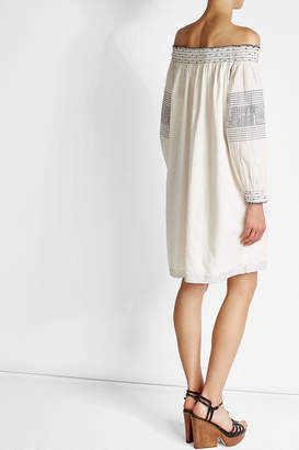 Velvet Cotton Off-The-Shoulder Dress