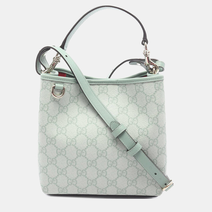 Gucci Green Small GG Supreme Emblem Bucket Bag