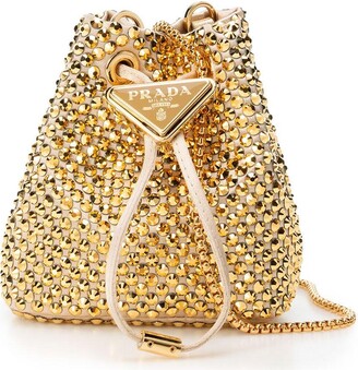 Prada Gold Leather Mini Crossbody Bag - Yoogi's Closet