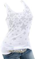 Thumbnail for your product : ANDYOU-Women Star Printed Summer Sleeveless Rhinestones Tank Top M