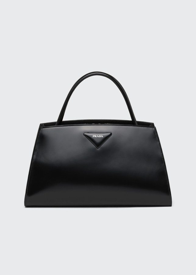 Prada Calfskin Top Handle Shoulder Tote Bag ShopStyle