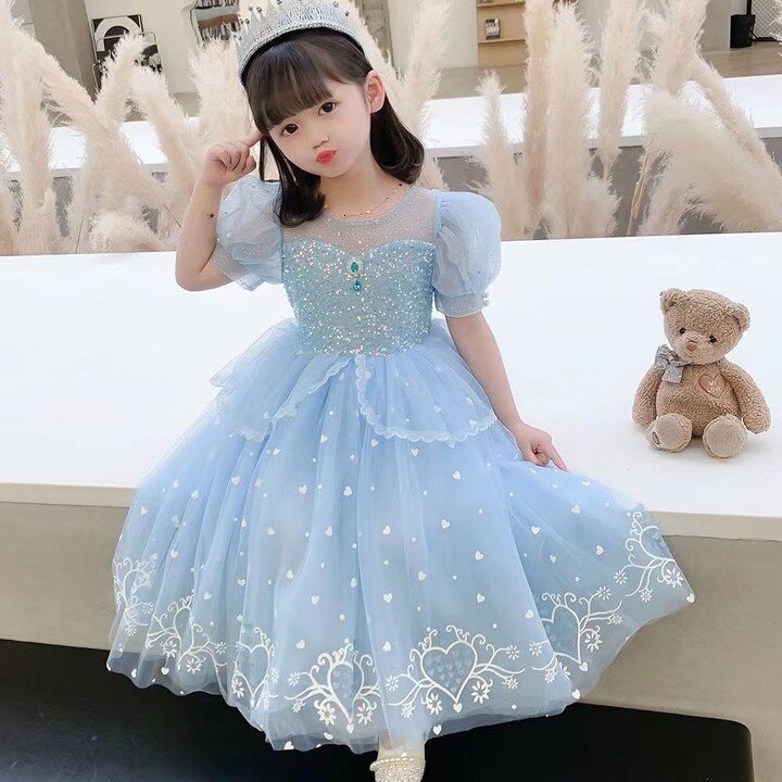 2025 New Disney Girl Dress Birthday Party for Children Costume With Dress Kids Evening Clothes Princess Party Dress Frozen Elsa